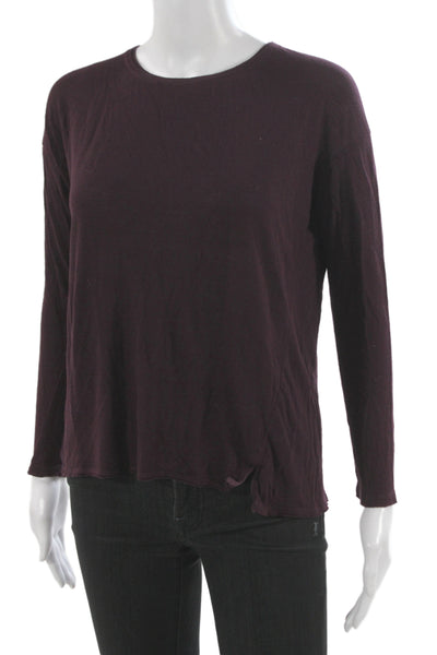 Vince Womens Purple Basic Long Sleeve T Shirt Round Neck Size S