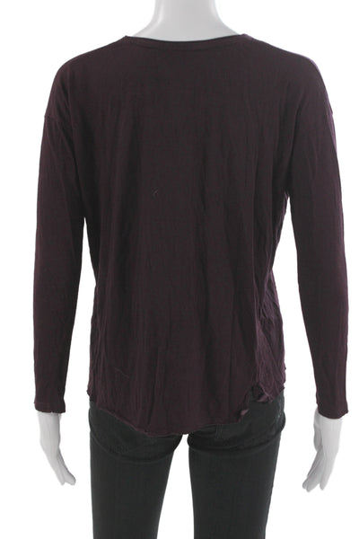 Vince Womens Purple Basic Long Sleeve T Shirt Round Neck Size S
