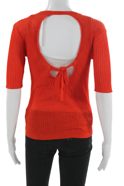 Zara Women Basic Red Knit Crew Neck Short Sleeve T-Shirt Size M