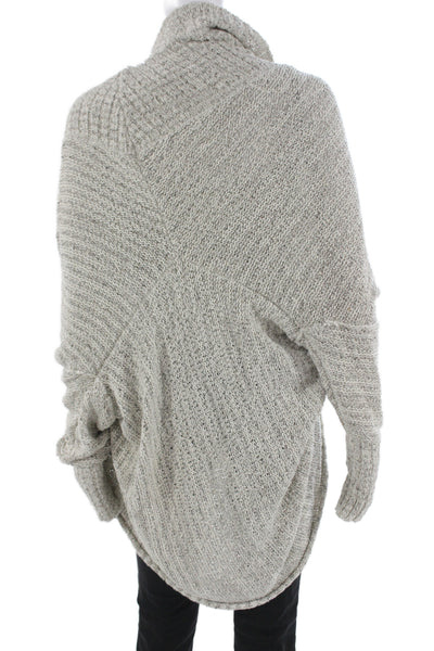 Free People Womens Gray Bohemian Knit Collared Cardigan Long Sleeve Size S