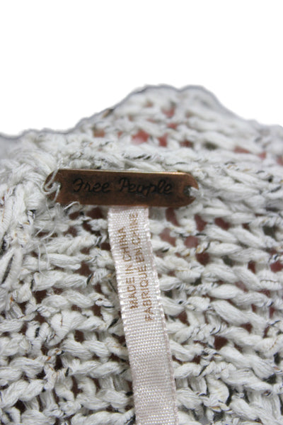 Free People Womens Gray Bohemian Knit Collared Cardigan Long Sleeve Size S