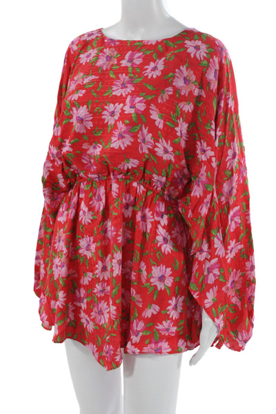 Love Shack Fancy Womens Red Blouson Dress Boat Neck Long Sleeve Size S