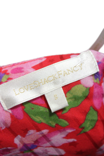 Love Shack Fancy Womens Red Blouson Dress Boat Neck Long Sleeve Size S