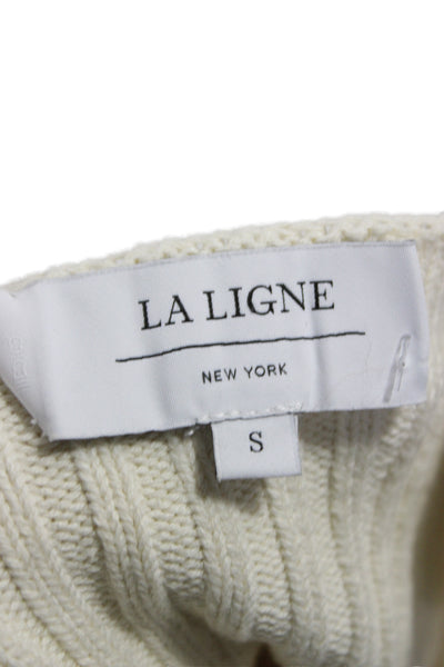 La Ligne Womens Ivory Cotton V-Neck Sleeveless Vest Sweater Size S