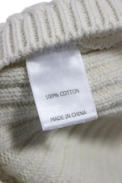 La Ligne Womens Ivory Cotton V-Neck Sleeveless Vest Sweater Size S