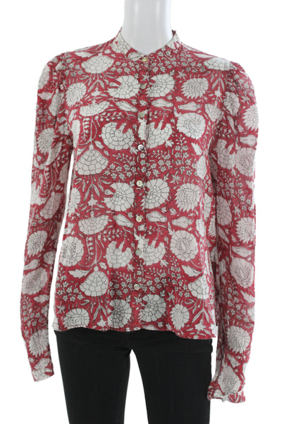 Alix Of Bohemia Womens Floral Cotton Collared Long Sleeve Blouse Size XS