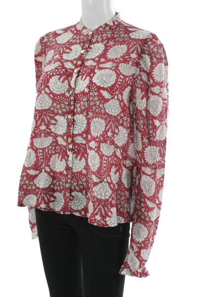 Alix Of Bohemia Womens Floral Cotton Collared Long Sleeve Blouse Size XS