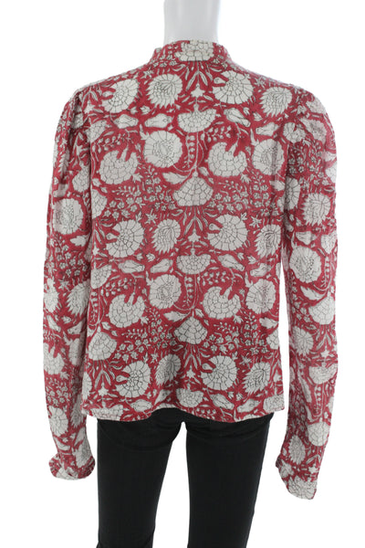Alix Of Bohemia Womens Floral Cotton Collared Long Sleeve Blouse Size XS
