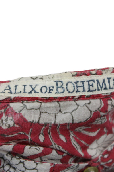 Alix Of Bohemia Womens Floral Cotton Collared Long Sleeve Blouse Size XS