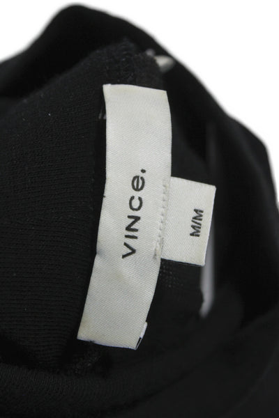 Vince Women Basic Sleeveless Turtleneck Tank Black Cotton Blend Size M