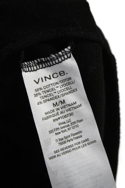 Vince Women Basic Sleeveless Turtleneck Tank Black Cotton Blend Size M