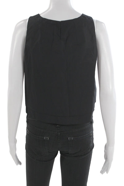 Apiece Apart Womens Basic Black Cotton Sleeveless Tank Round Neck Size 2