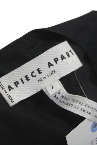 Apiece Apart Womens Basic Black Cotton Sleeveless Tank Round Neck Size 2