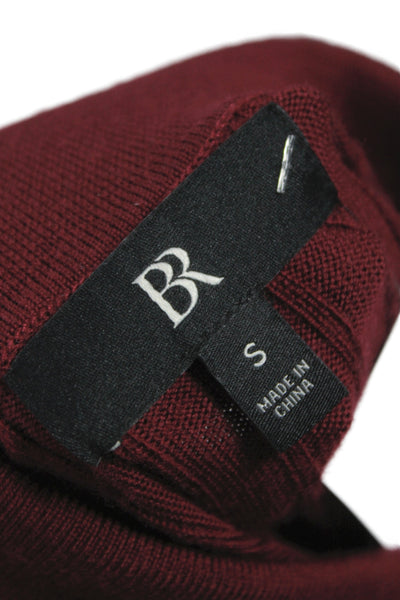 BR Womens Red Striped Merino Wool Henley Sweater Long Sleeve Collared Size S