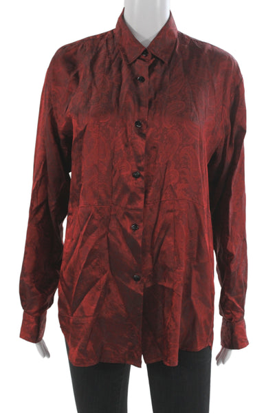 Kimberly Taylor Womens Paisley Button Up Blouse Long Sleeve Red Size S