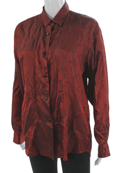 Kimberly Taylor Womens Paisley Button Up Blouse Long Sleeve Red Size S