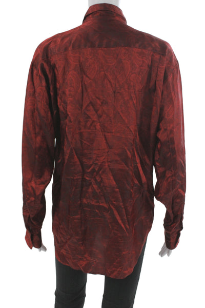 Kimberly Taylor Womens Paisley Button Up Blouse Long Sleeve Red Size S