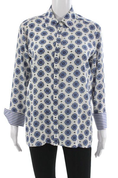 Sandro Womens Silk Geometric Collared Button Long Sleeve Tunic Size S