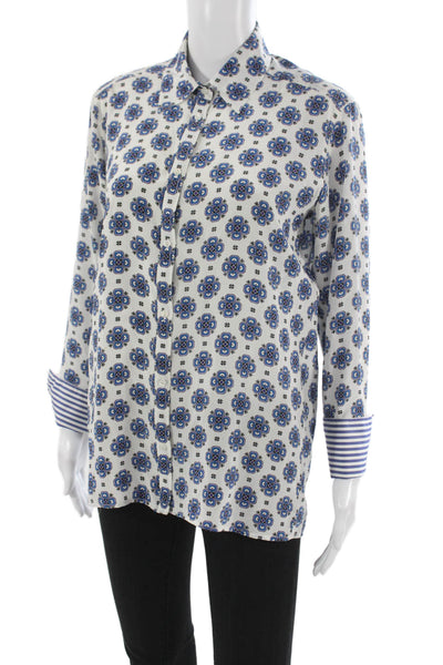 Sandro Womens Silk Geometric Collared Button Long Sleeve Tunic Size S