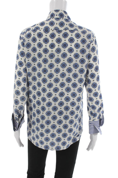 Sandro Womens Silk Geometric Collared Button Long Sleeve Tunic Size S