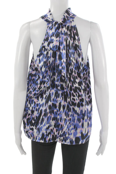 Generation Love Women Halter Silk Animal Print Sleeveless Blouse Size L