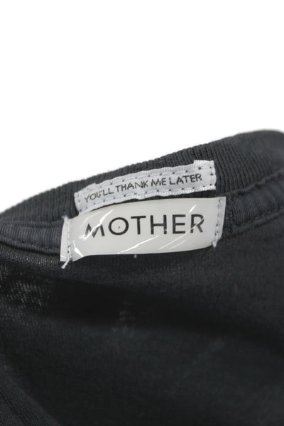Mother Women Basic T-Shirt Gray Crew Neck Short Sleeve Cotton Pullover Size M