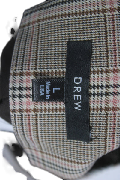 Drew Women Plaid Sleeveless Button Vest Beige Size L