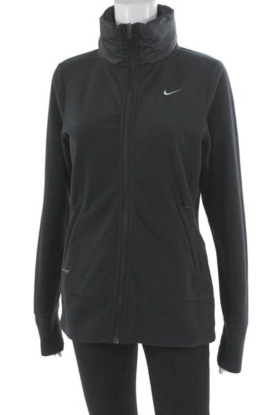 Nike Womens Track Jacket Black Polyester Zip Size S