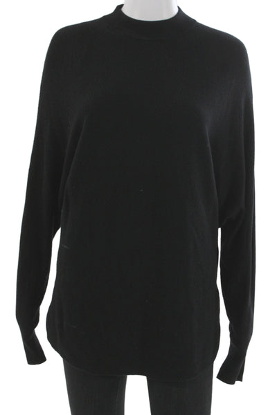 Whistles Womens Black Mock Neck Long Sleeve Pullover Viscose Blend Size S