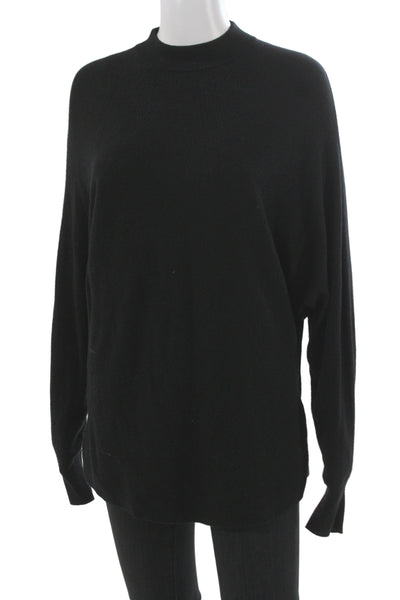 Whistles Womens Black Mock Neck Long Sleeve Pullover Viscose Blend Size S