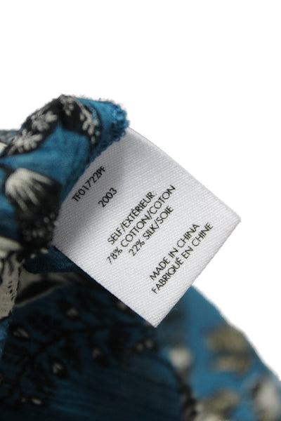 Derek Lam 10 Crosby Women Blue Floral High-Neck Tie Blouse Long Sleeve Size 0