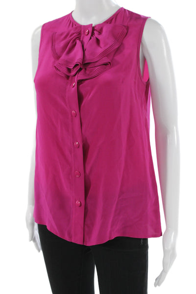 Tibi Women Basic Silk Sleeveless Round Neck Pink Blouse Size 2