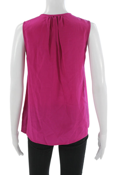 Tibi Women Basic Silk Sleeveless Round Neck Pink Blouse Size 2