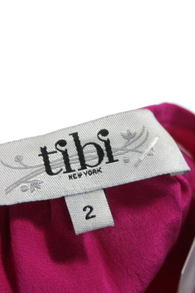 Tibi Women Basic Silk Sleeveless Round Neck Pink Blouse Size 2