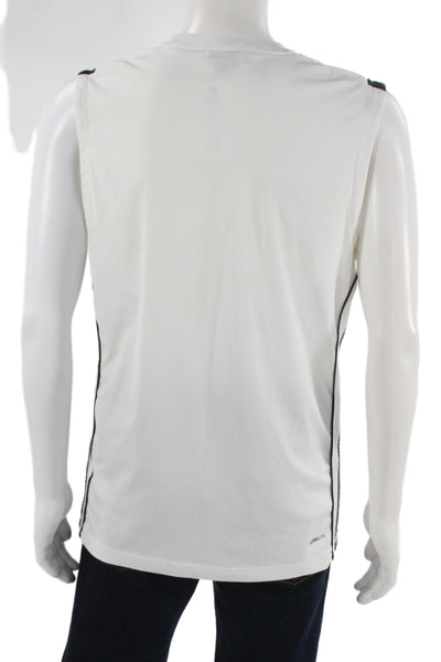 Adidas Mens White Basic Sleeveless Tank Crew Neck 100% Polyester Size M