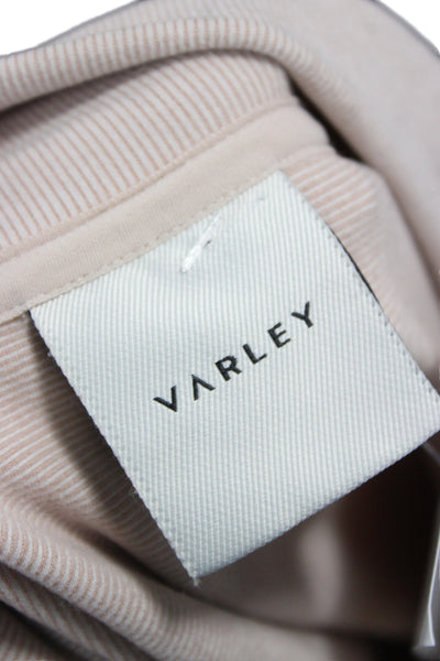 Varley Women High Neck Pullover Beige Polyester Blend Long Sleeve Size S