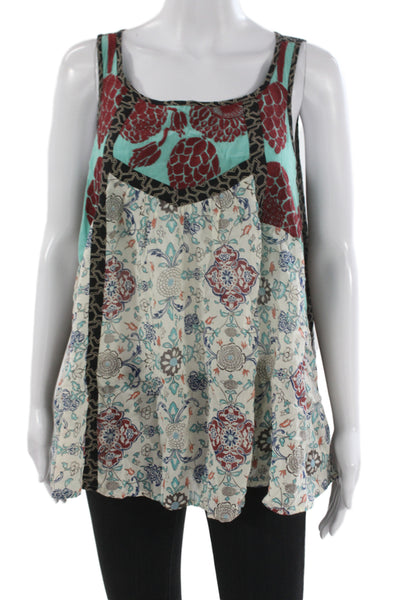 Floreat Women Tunic Multicolor Colorblock Viscose Sleeveless Size 6