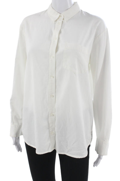 Madewell Women Collared Long Sleeve Basic Button-Up White 60% Cotton Size S