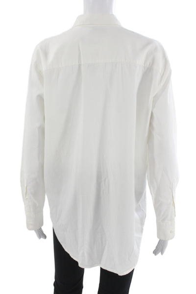 Madewell Women Collared Long Sleeve Basic Button-Up White 60% Cotton Size S
