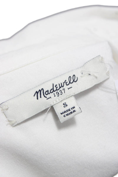 Madewell Women Collared Long Sleeve Basic Button-Up White 60% Cotton Size S