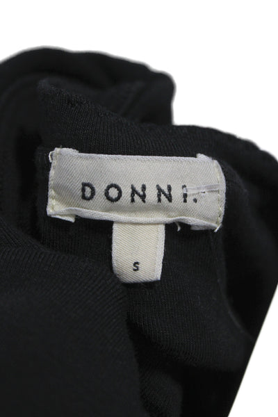 Donni Womens Henley Long Sleeve Black Cotton Blend T-Shirt Size S