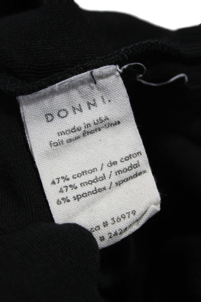 Donni Womens Henley Long Sleeve Black Cotton Blend T-Shirt Size S