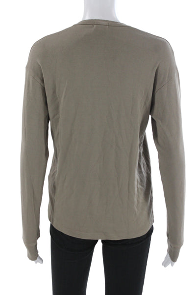 Donni Women Brown Henley Long Sleeve Basic T Shirt Size S
