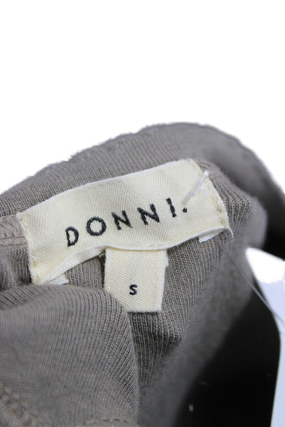 Donni Women Brown Henley Long Sleeve Basic T Shirt Size S