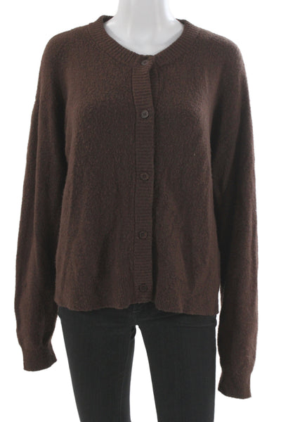 American Vintage Women Brown Cardigan Crew Neck Long Sleeve Size M