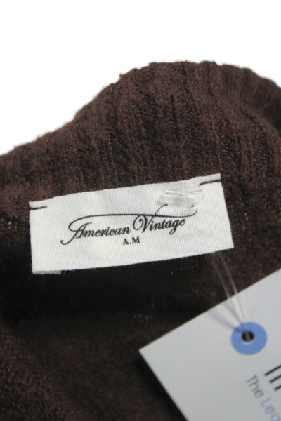 American Vintage Women Brown Cardigan Crew Neck Long Sleeve Size M