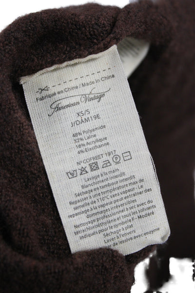 American Vintage Women Brown Cardigan Crew Neck Long Sleeve Size M