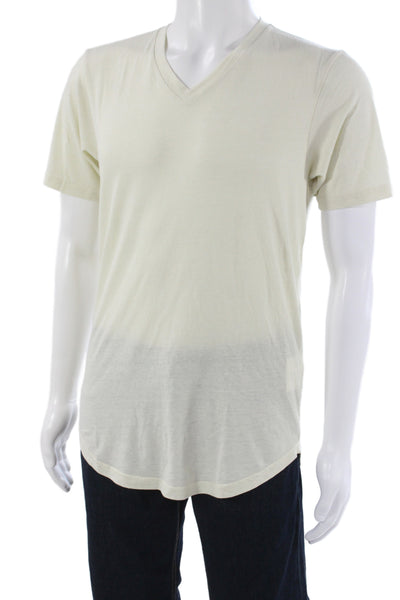Goodlife Mens Basic V-Neck Ivory T-Shirt Short Sleeve Size M