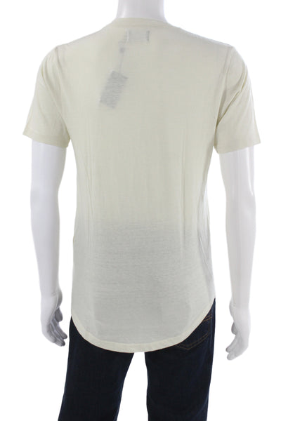 Goodlife Mens Basic V-Neck Ivory T-Shirt Short Sleeve Size M