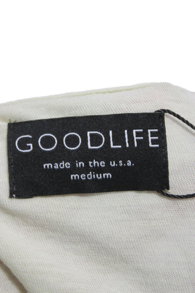 Goodlife Mens Basic V-Neck Ivory T-Shirt Short Sleeve Size M